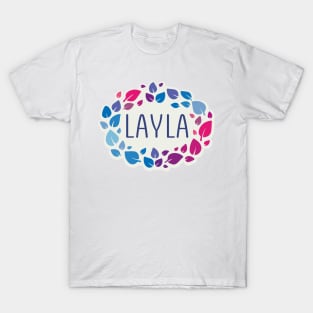 Layla name with colorful leaves T-Shirt